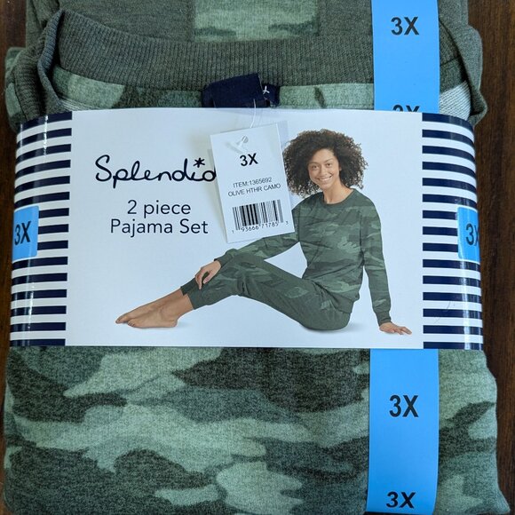 New Splendid 2-Piece Green Camo Pajama Set. Size 3X - Picture 4 of 4